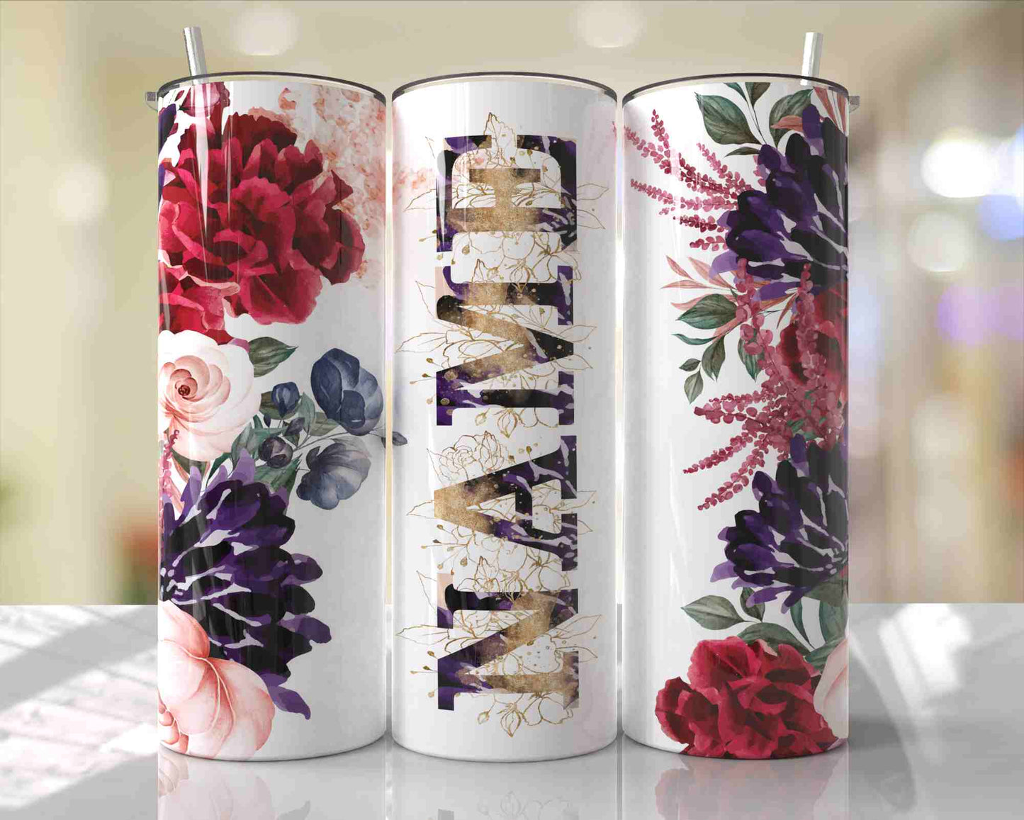 Mom Tumbler Flower Dark