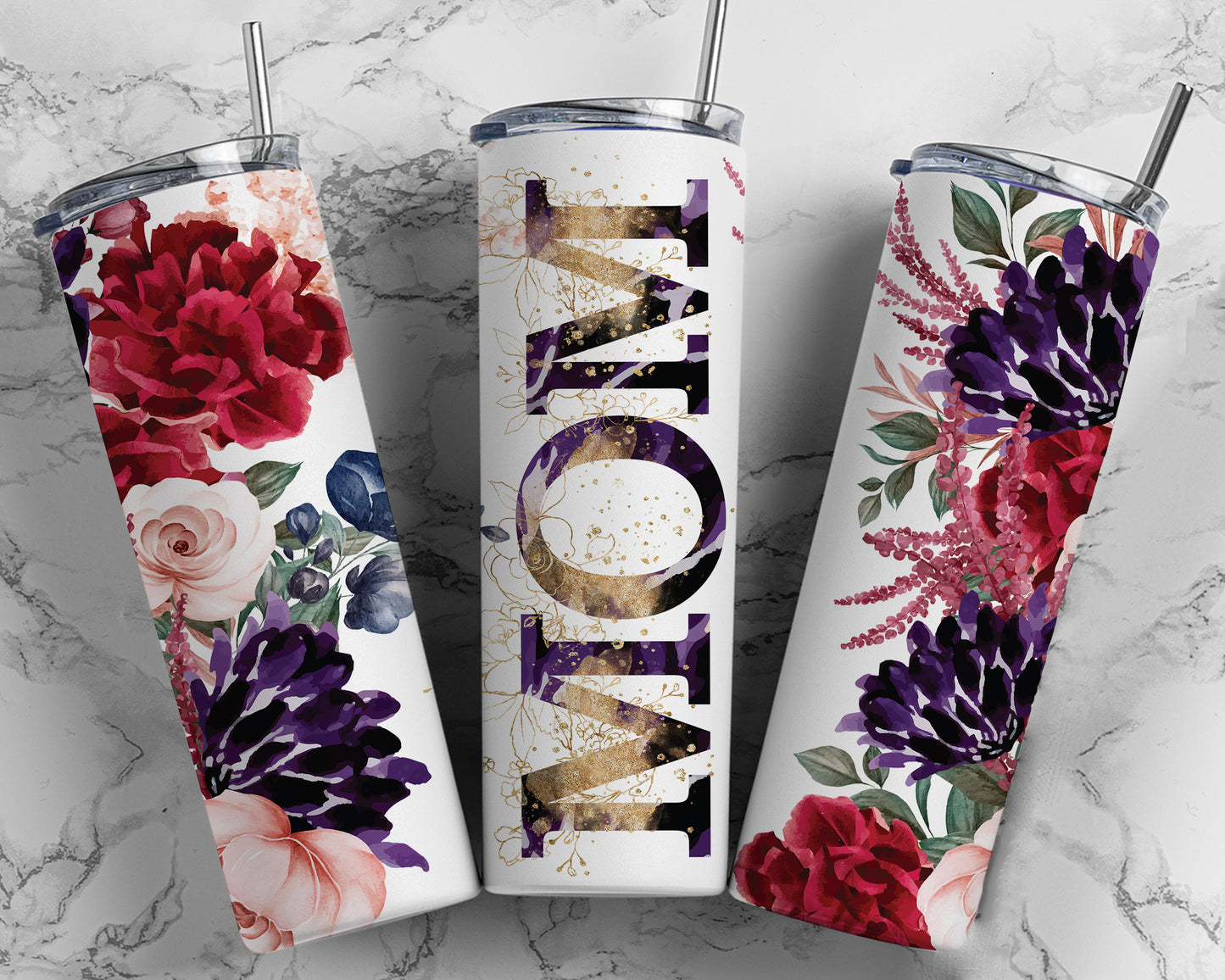 Mom Tumbler Flower Dark