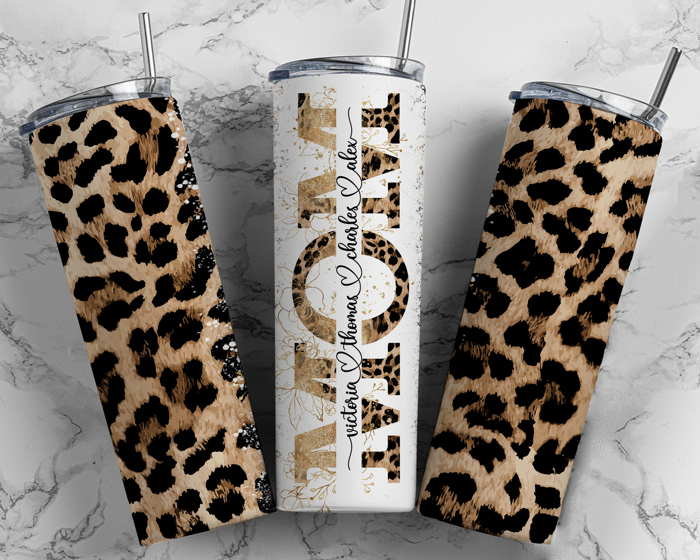 Leopard Print Mom Tumbler