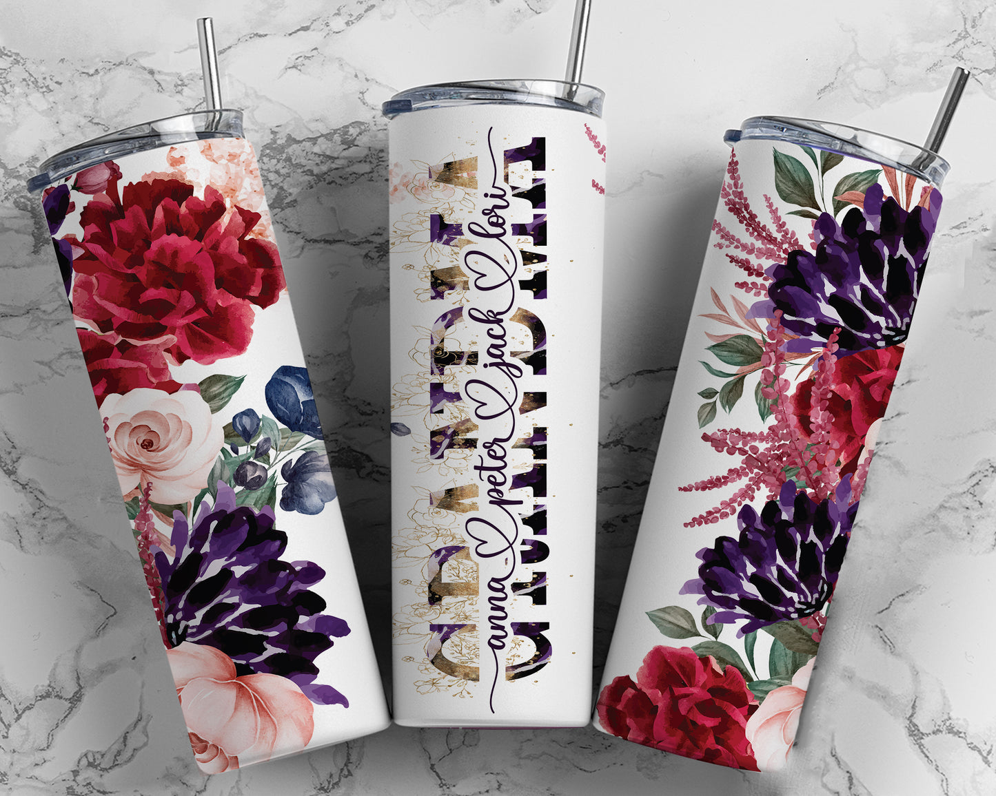 Mom Tumbler Flower Dark