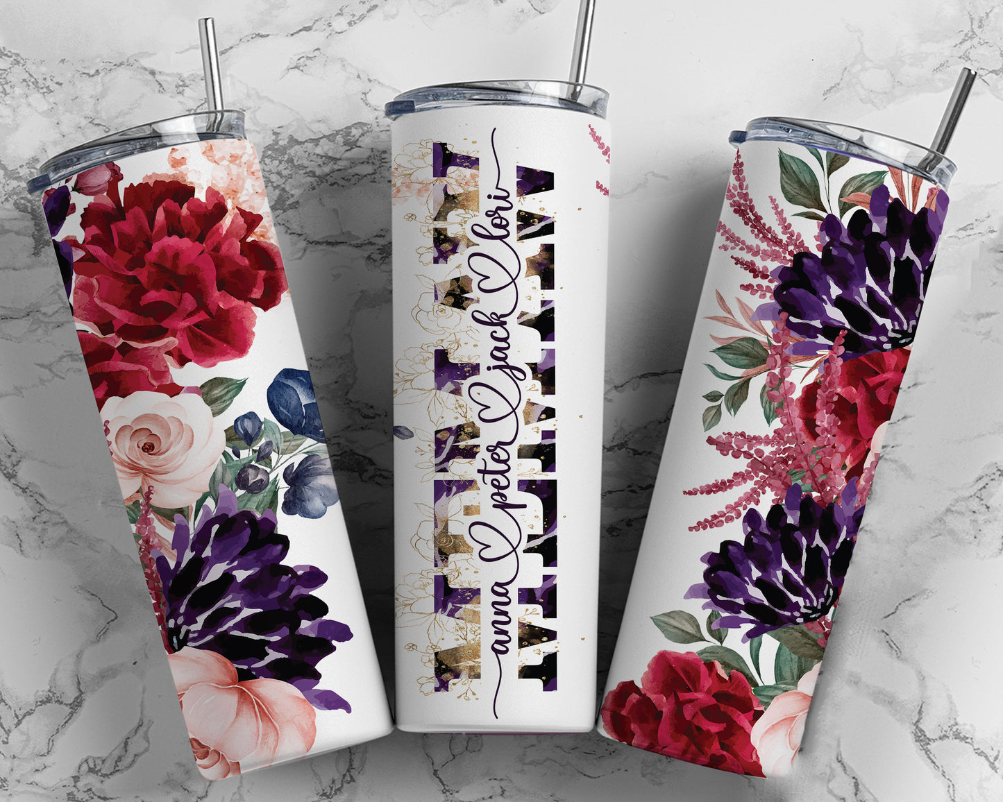 Mom Tumbler Flower Dark