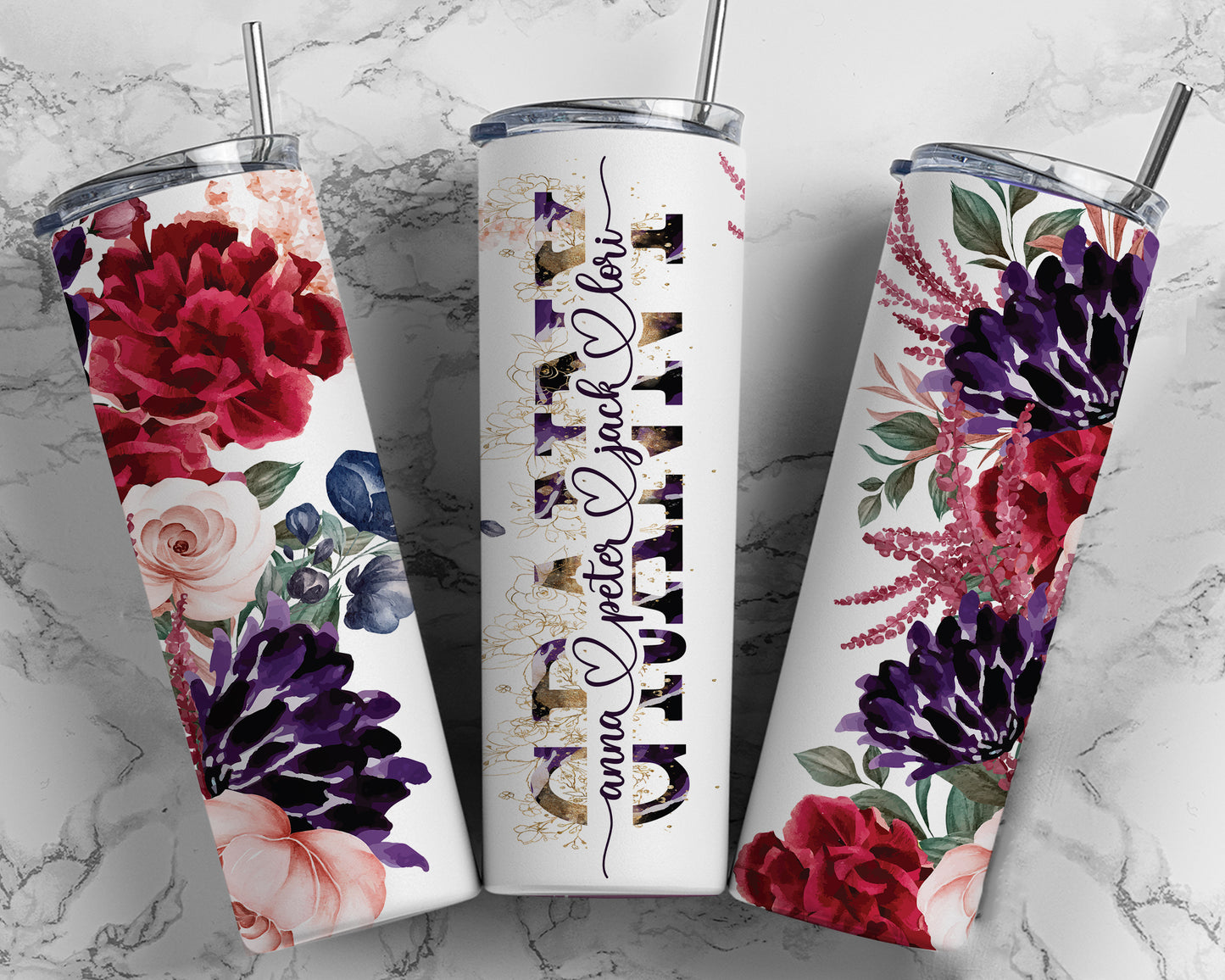 Mom Tumbler Flower Dark