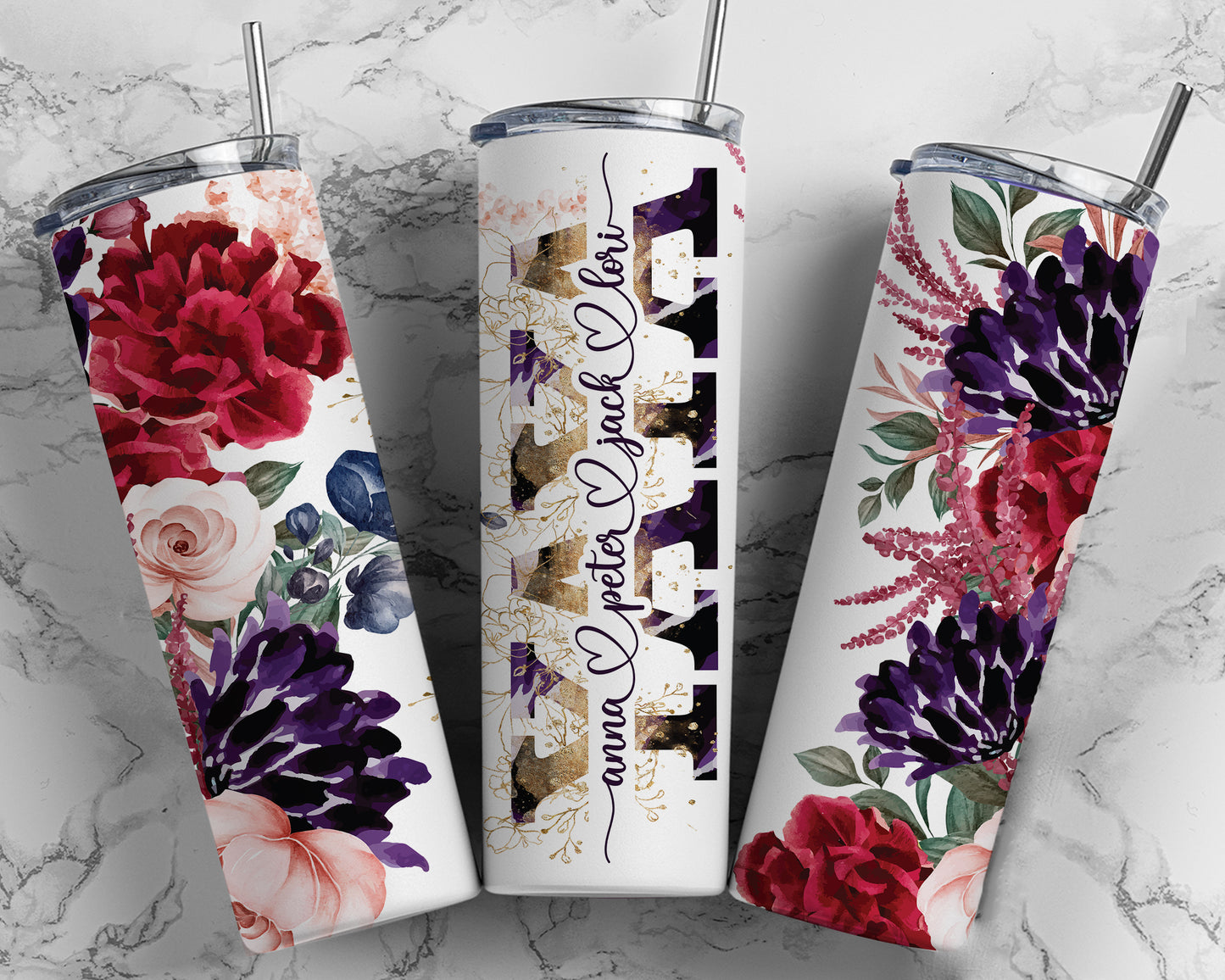 Mom Tumbler Flower Dark