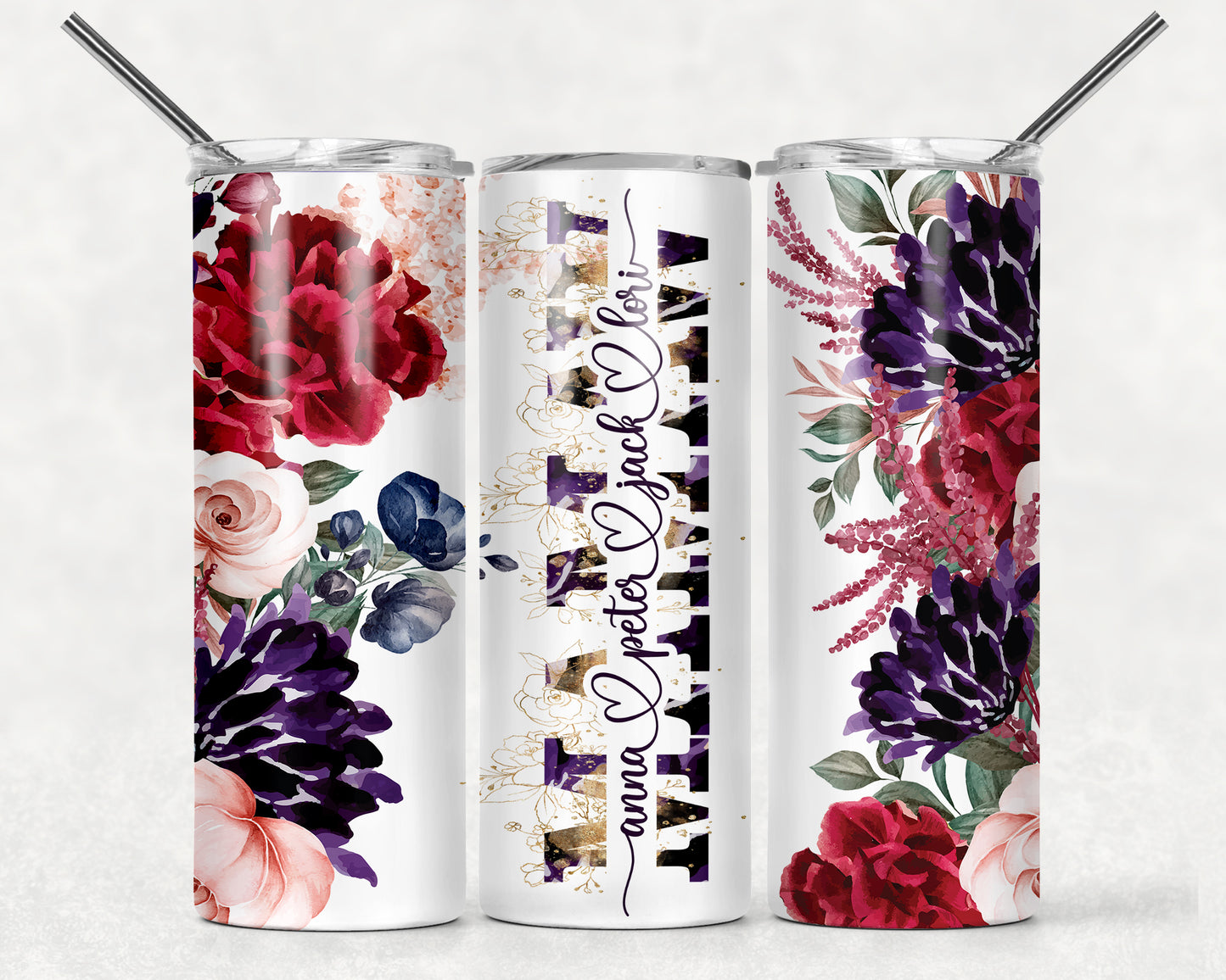 Mom Tumbler Flower Dark