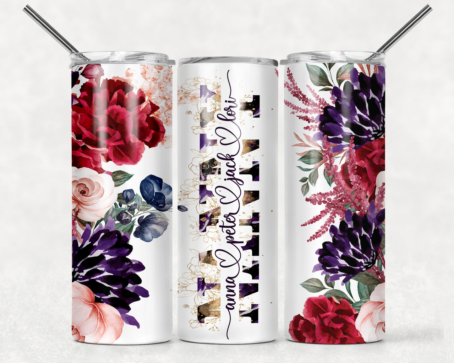 Mom Tumbler Flower Dark